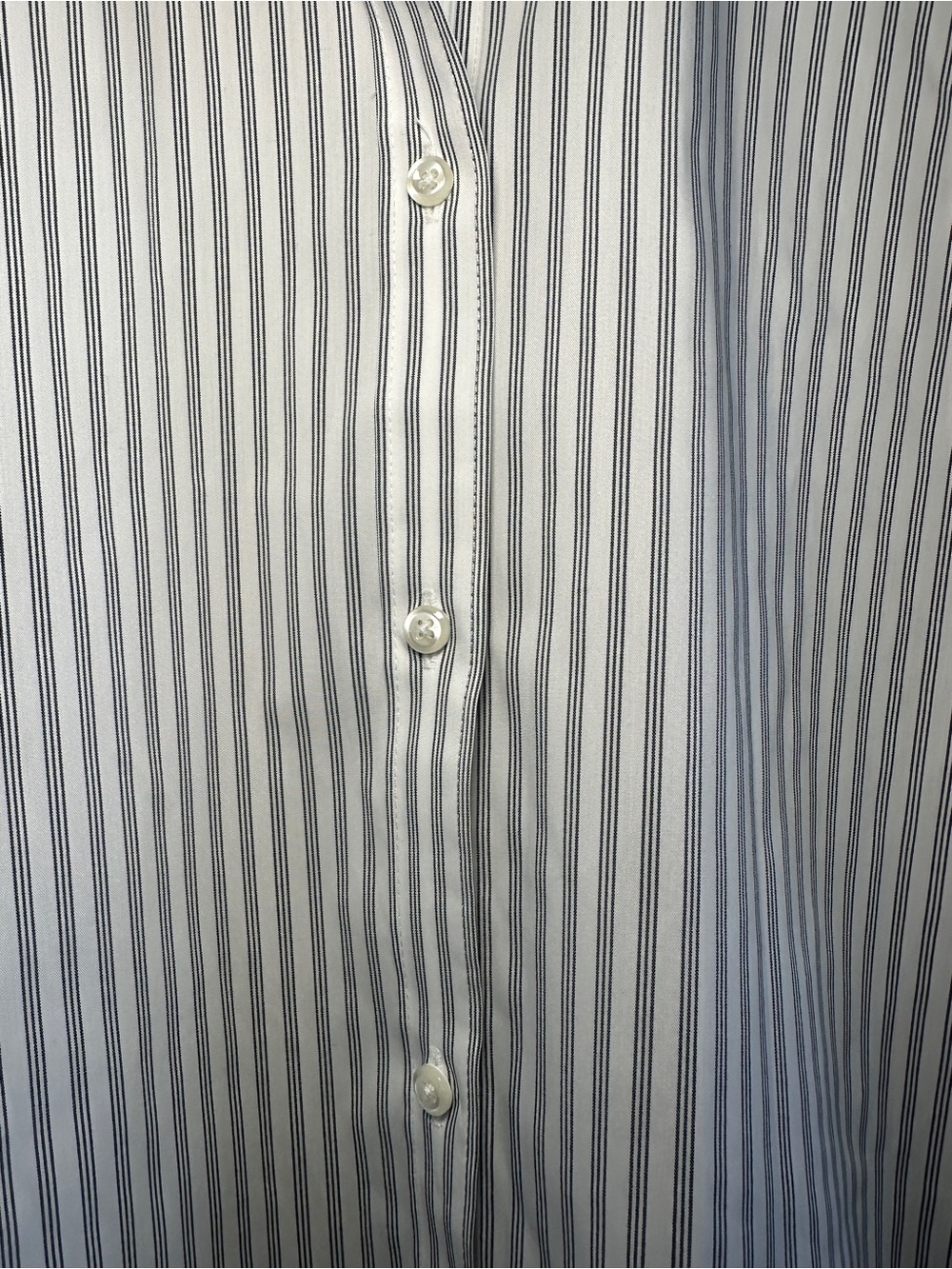Liz Claiborne Wrinkle Free Striped Button Front Shirt White Black Medium - Picture 4 of 9
